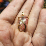 Natural Pink Rhodocrosite Pendant in 14kt Rose Gold Filled