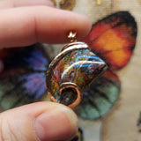 44ct Gem Silica with Native Copper Pendant in Rose Gold Fill