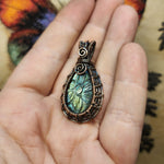 Carved Labradorite Flower of Life in Copper