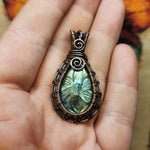 Carved Labradorite Flower of Life in Copper