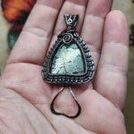 Marcasite Plume Agate Mushroom Pendant Necklace in Silver and Copper