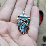 Skeletal Gem Silica with Native Copper Pendant in Rose Gold Fill