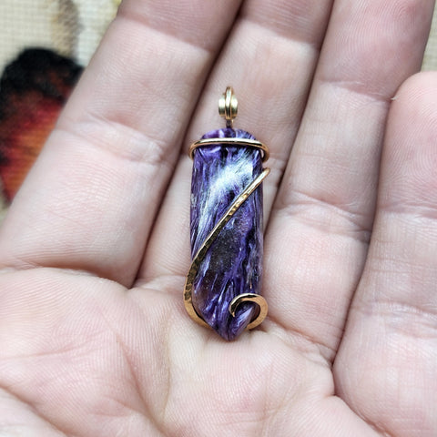 Purple Charoite Pendant in 14kt Yellow Gold Fill