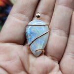 Bright Rainbow Moonstone Pendant in 14kt Rose Gold Fill