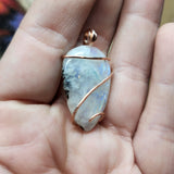 Bright Rainbow Moonstone Pendant in 14kt Rose Gold Fill