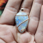 Bright Rainbow Moonstone Pendant in 14kt Rose Gold Fill