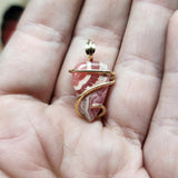 Natural Pink Rhodocrosite Pendant in 14kt Yellow Gold Filled