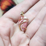 Natural Pink Rhodocrosite Pendant in 14kt Yellow Gold Filled
