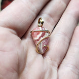 Natural Pink Rhodocrosite Pendant in 14kt Yellow Gold Filled