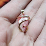 Natural Pink Rhodocrosite Pendant in 14kt Yellow Gold Filled