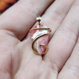 Natural Pink Rhodocrosite Pendant in 14kt Yellow Gold Filled