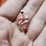 Natural Pink Rhodocrosite Pendant in 14kt Yellow Gold Filled