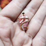 Natural Pink Rhodocrosite Pendant in 14kt Yellow Gold Filled