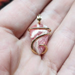 Natural Pink Rhodocrosite Pendant in 14kt Yellow Gold Filled