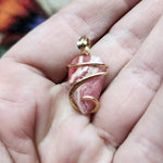 Natural Pink Rhodocrosite Pendant in 14kt Yellow Gold Filled
