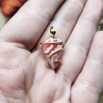 Natural Pink Rhodocrosite Pendant in 14kt Yellow Gold Filled