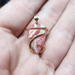 Natural Pink Rhodocrosite Pendant in 14kt Yellow Gold Filled