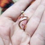 Natural Pink Rhodocrosite Pendant in 14kt Yellow Gold Filled