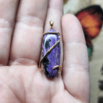 Bright Purple Charoite Pendant in 14kt Yellow Gold Fill