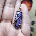 Bright Purple Charoite Pendant in 14kt Yellow Gold Fill