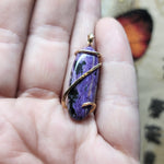 Bright Purple Charoite Pendant in 14kt Yellow Gold Fill