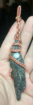 Flying Witches Broomstick Pendant Raw Black Kyanite Moonstone Necklace - Made To Order