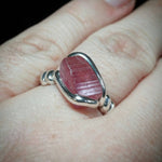 Raw Pink Tourmaline Crystal Ring in Sterling Silver Ring Sz 9