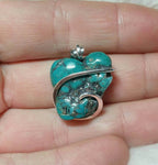 Heart Shape Raw Turquoise Nugget Pendant Sterling Silver from the Morenci Mine