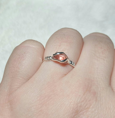Peachy Red Oregon Sunstone Crystal Ring in Sterling Silver Sz 10
