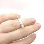 Aquamarine Crystal Bar Ring in Sterling Silver sz 5.25
