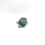 Chunky Raw Natural Blue Green Tourmaline Ring in Sterling Silver Sz 9.5