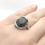 Mens Rough Blue Tourmaline Ring in Sterling Silver Sz 9.5