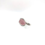Raw Pink Tourmaline Crystal Ring in Sterling Silver Ring Sz 9