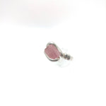 Raw Pink Tourmaline Crystal Ring in Sterling Silver Ring Sz 9