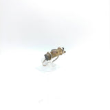 Raw Tourmaline Crystal Bar Ring in Sterling Silver Sz 6.25