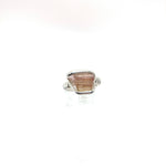Rough Watermelon Tourmaline Crystal Ring in Sterling Silver Ring Sz 6