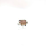 Rough Watermelon Tourmaline Crystal Ring in Sterling Silver Ring Sz 6
