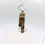 Raw Watermelon Tourmaline Crystal Pendant in Sterling Silver
