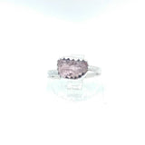 Raw Pink Tourmaline Crystal Ring in Sterling Silver Sz 5.25