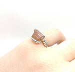 Rough Watermelon Tourmaline Crystal Ring in Sterling Silver Ring Sz 6