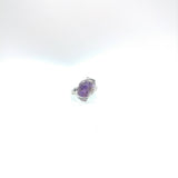 Raw Super Seven Melody Stone Amethyst Quartz Crystal in Sterling Silver Sz 7