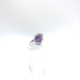 Raw Super Seven Melody Stone Amethyst Quartz Crystal in Sterling Silver Sz 7
