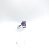 Raw Super Seven Melody Stone Amethyst Quartz Crystal in Sterling Silver Sz 7