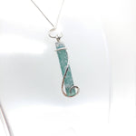 Raw Blue Tourmaline Crystal Pendant in Sterling Silver