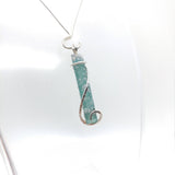 Raw Blue Tourmaline Crystal Pendant in Sterling Silver