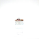 Raw Pink Tourmaline Crystal Stone Ring in Mixed Metal Sterling Silver Copper Band Sz 7.5