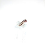 Raw Pink Tourmaline Crystal Stone Ring in Mixed Metal Sterling Silver Copper Band Sz 7.5