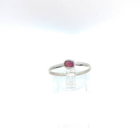 Raw Red Ruby Stacking Ring in Sterling Silver Sz 9.5