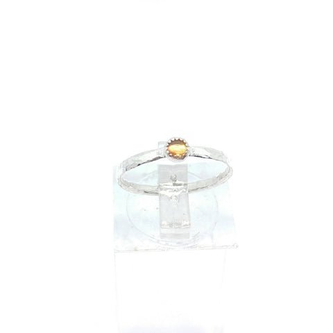 Yellow Sapphire Stacking Ring in Sterling Silver Ring Sz 6