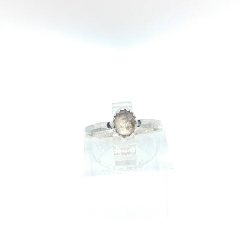 Rose Cut White Champagne Sapphire Ring in Sterling Silver Ring Sz 5